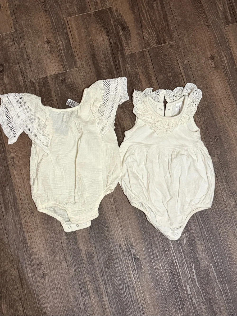 Cream Lace-Trim Baby One-Piece Bodysuit - Soft Neutral